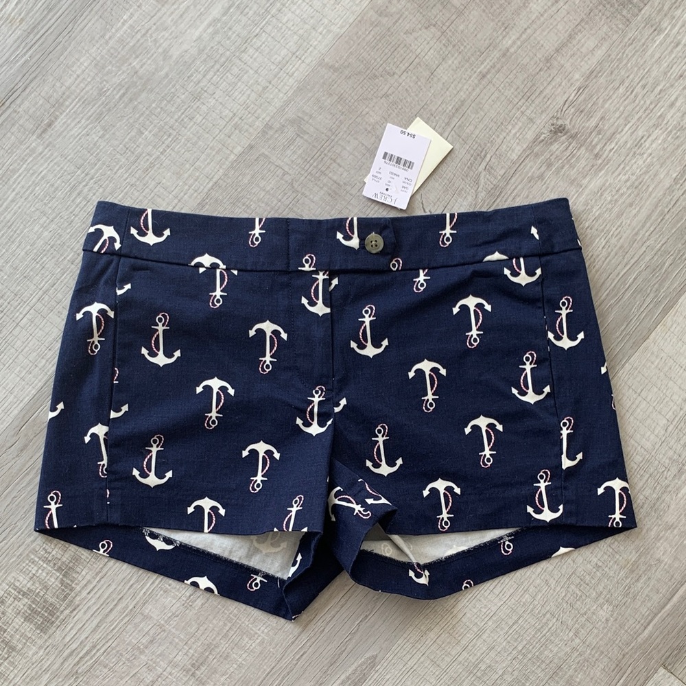 NWT J. Crew Factory Navy Anchor-Print Shorts, size 2.